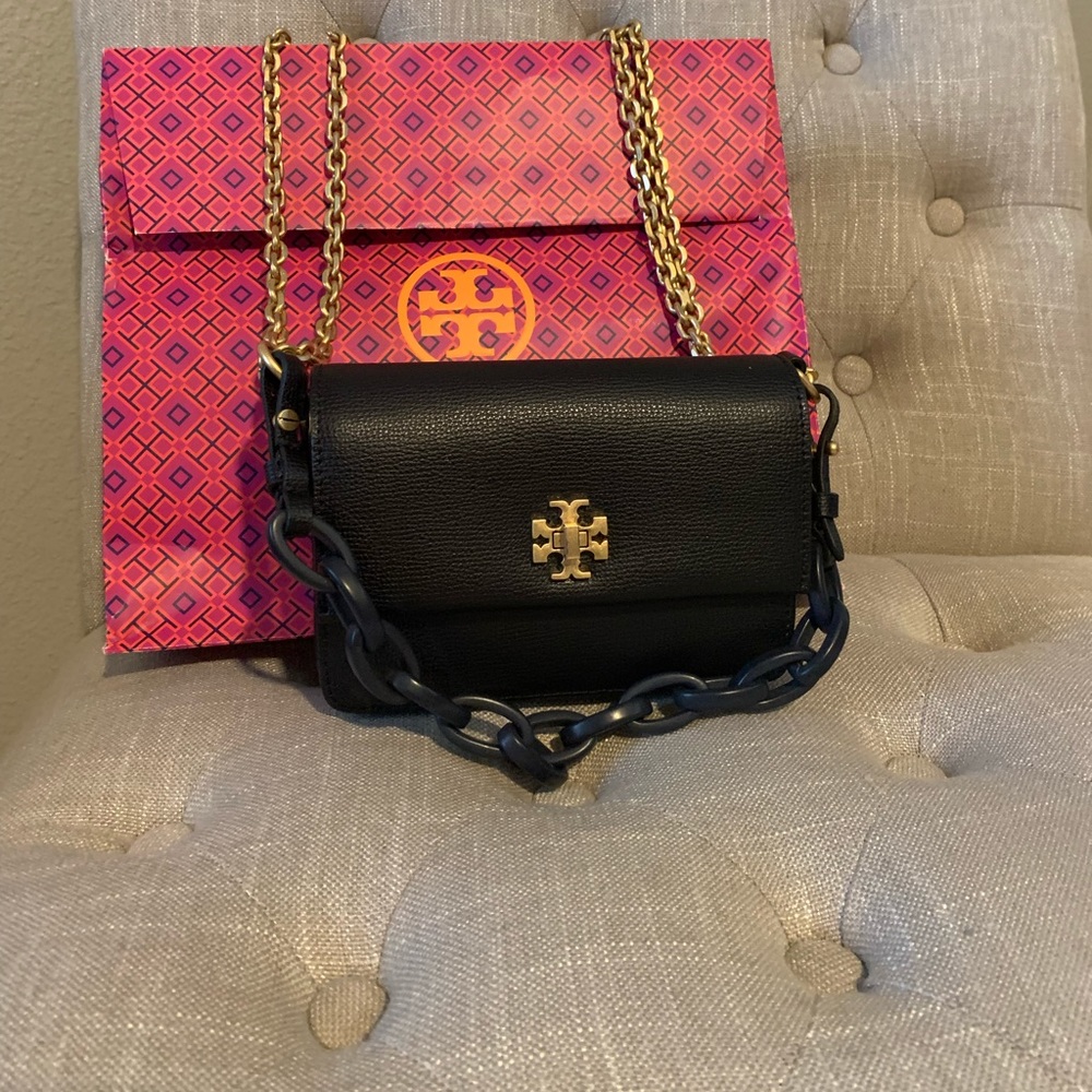 Tory Burch Kira Black Double strap Mini Crossbody